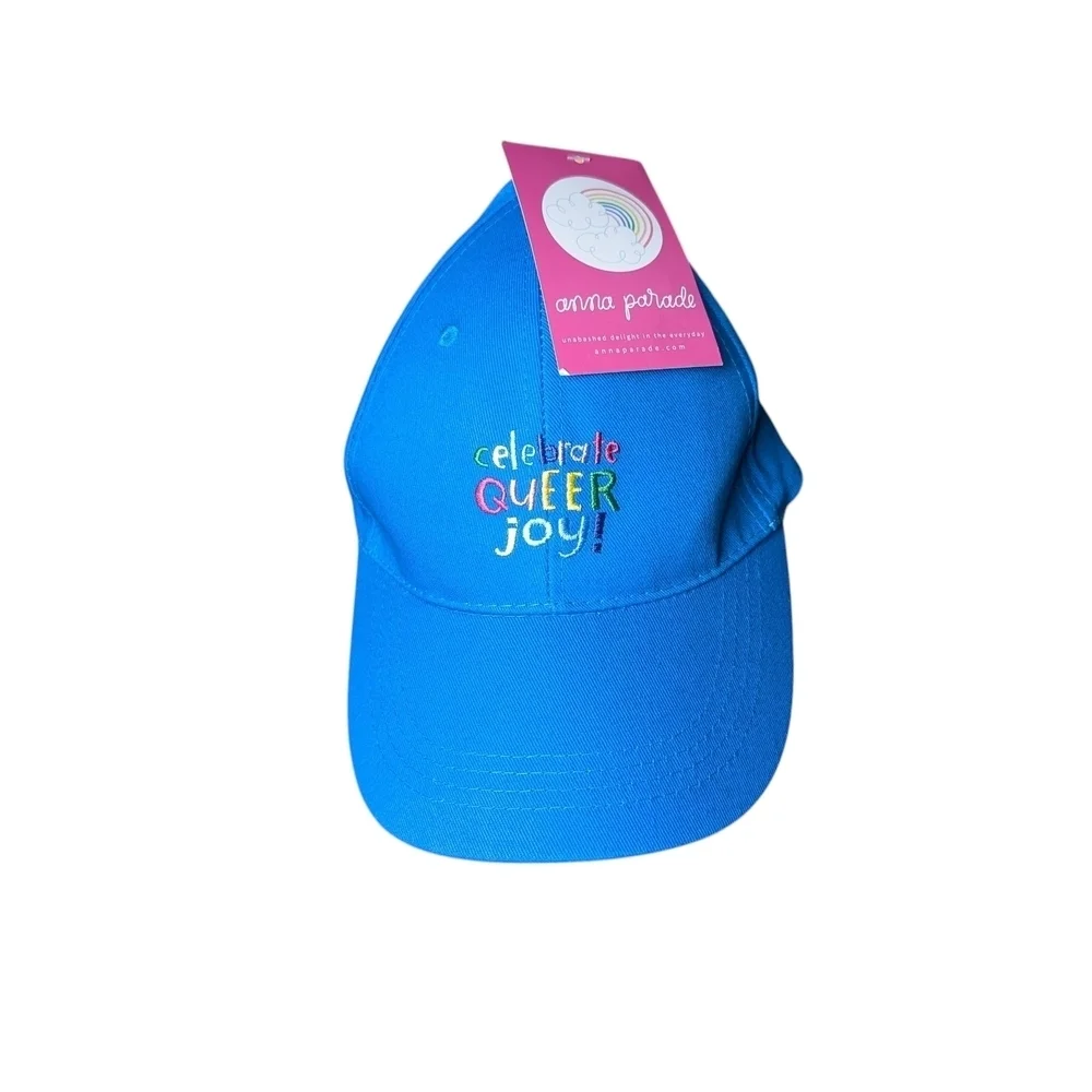 New Celebrate Queer Joy! Blue Embroidered Cap Hat Pride LGBTQ Gay Rights Ally